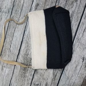 The SAK  White Stripe Crochet Shoulder Boho Bag